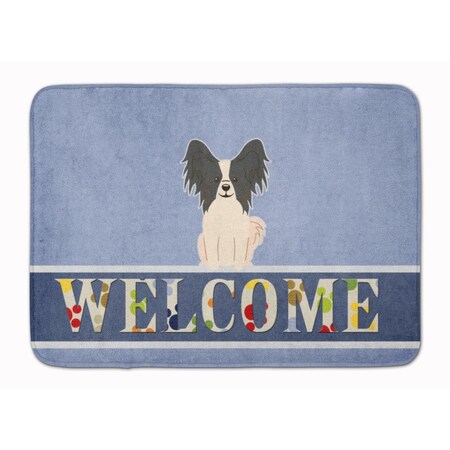 Carolines Treasures Papillon Black & White Welcome Machine Washable Memory Foam Mat BB5657RUG